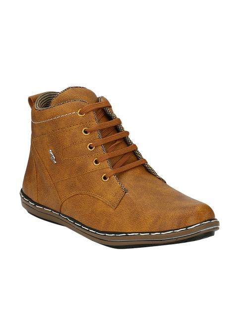 tan leatherette lace up boots - 15858396 - Very Small Image - 1