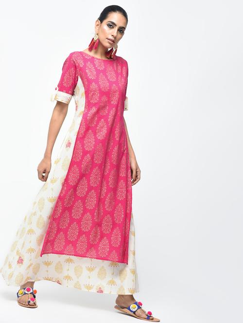 layered a-line foil printed kurta - 15858491 - Very Small Image - 1