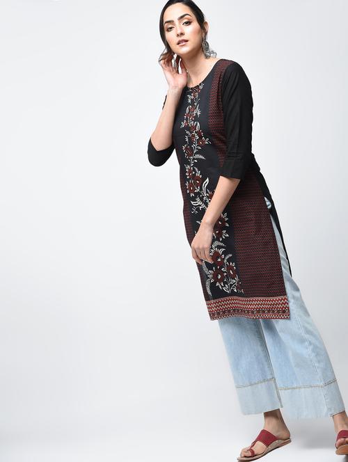 floral printed straight kurta - 15858519 - Very Small Image - 1