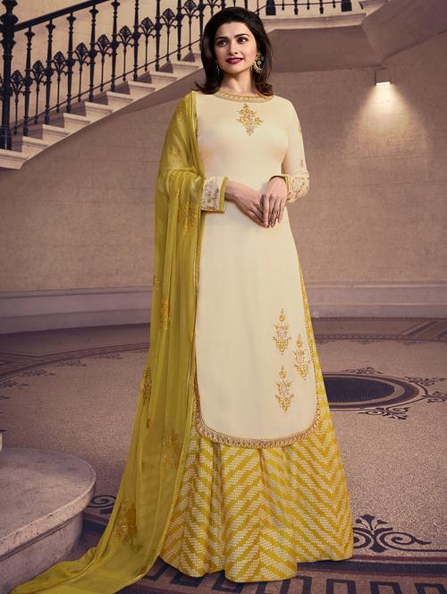 embroidered semi-stitched skirt suit - 15859240 - Very Small Image - 1