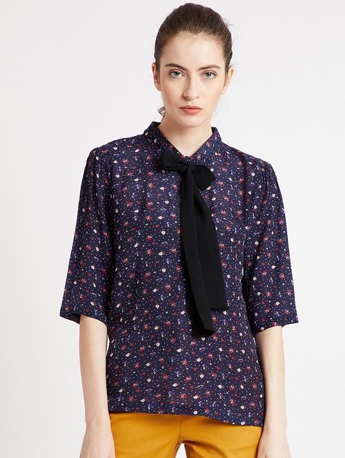 tie knot detail ditsy floral top - 15859632 - Very Small Image - 1