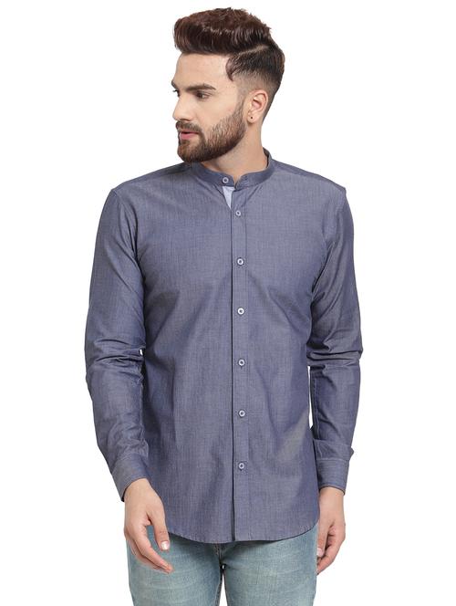 blue solid casual shirt - 15859771 - Very Small Image - 1