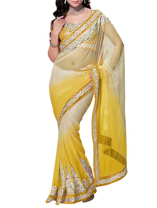 ombre patchwork embroidered saree with blouse - 15860026 - Very Small Image - 1
