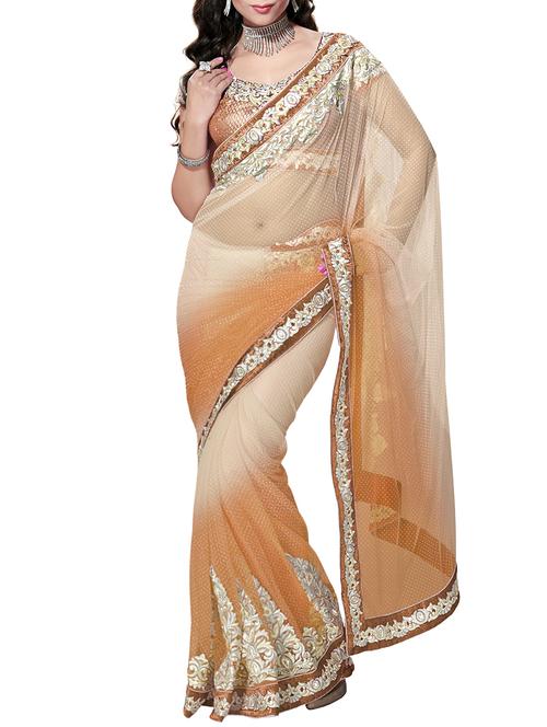 ombre patchwork embroidered saree with blouse - 15860027 - Very Small Image - 1