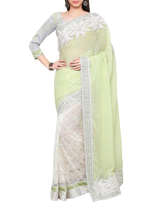 floral patchwork half & half saree with blouse - 15860045 - Very Small Image - 1