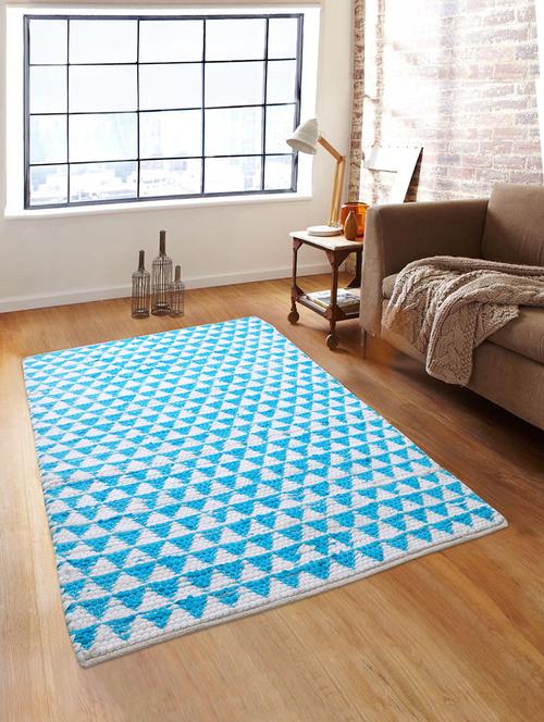 romee turquoise blue cotton dhurrie, 3 ft x 5 ft - 15860314 - Very Small Image - 1