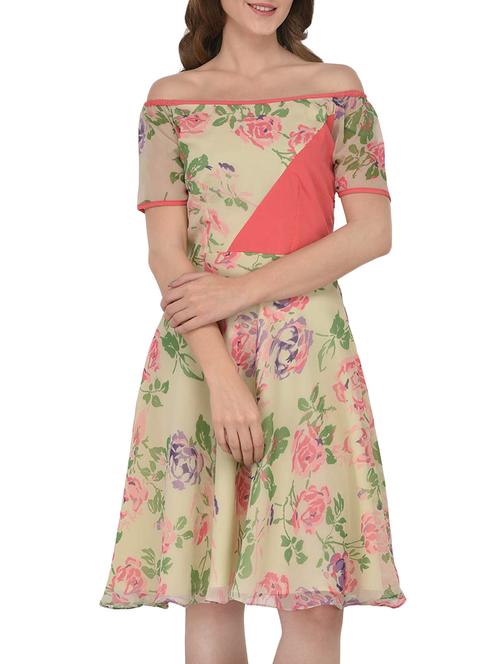 off shoulder floral flared dress - 15860648 - Very Small Image - 1
