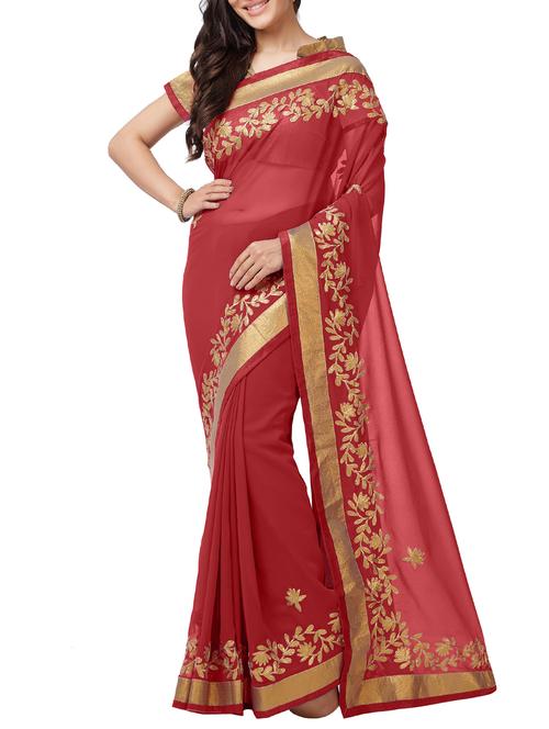 floral embroidered saree with blouse - 15860783 - Very Small Image - 1