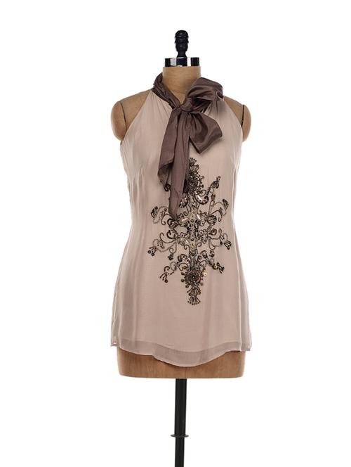 beige embellished tunic - 15861 - Very Small Image - 1