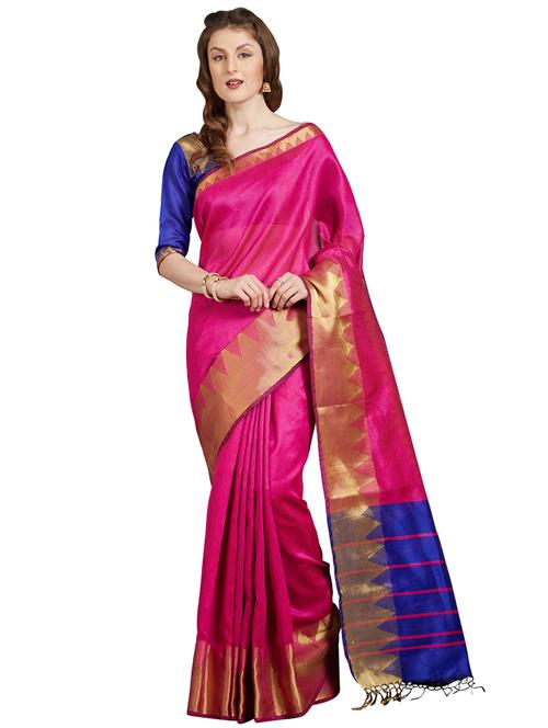 temple zari border woven saree - 15861404 - Very Small Image - 1