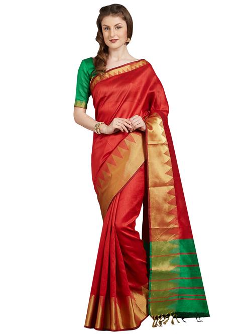 temple zari border woven saree - 15861405 - Very Small Image - 1
