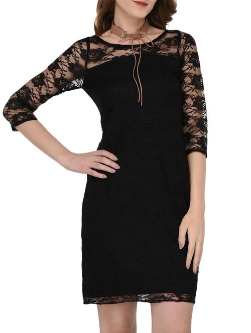 overlay floral laced sheath dress - 15861549 - Very Small Image - 1