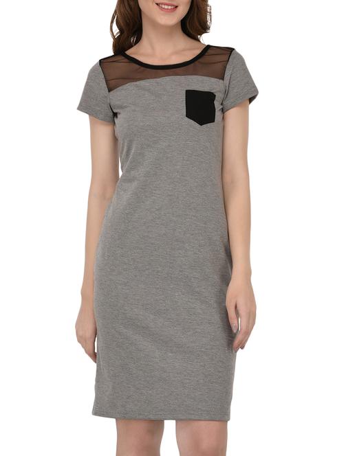 mesh panel pocket patch sheath dress - 15861552 - Very Small Image - 1