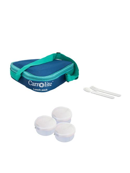 triangle blue deluxe white dabbi lunchbox plastic - 15861714 - Very Small Image - 1