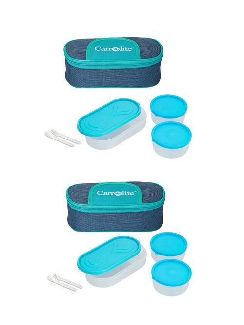 combo solace blue and green plastic syan dabbi lunchbox - 15861738 - Very Small Image - 1