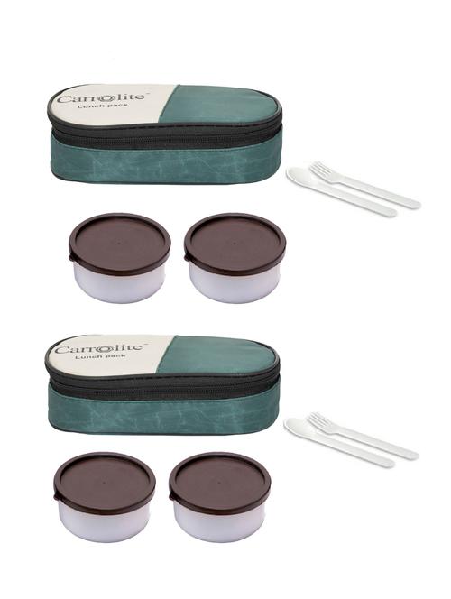 combo 2 in 1 mehndi plastic brown dabbi lunchbox - 15861740 - Very Small Image - 1