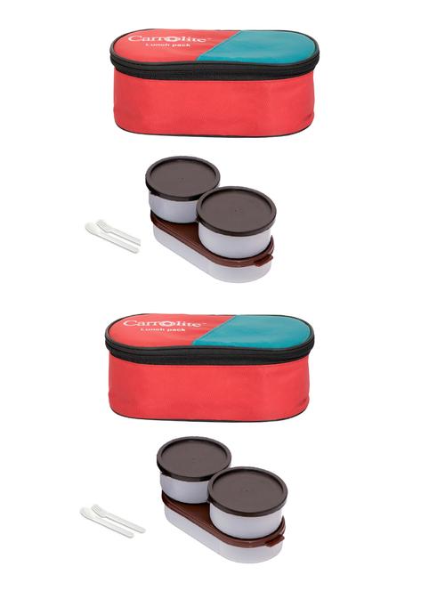 combo 3 in 1 red plastic brown dabbi lunchbox - 15861742 - Very Small Image - 1