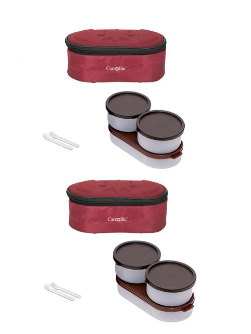 combo browny maroon plastic dabbi lunchbox - 15861743 - Very Small Image - 1