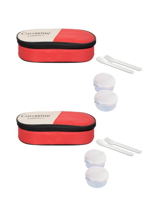 combo 2 in 1 red plastic white dabbi lunchbox - 15861752 - Very Small Image - 1