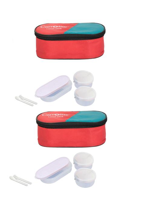 combo 3 in 1 red plastic white dabbi lunchbox - 15861754 - Very Small Image - 1