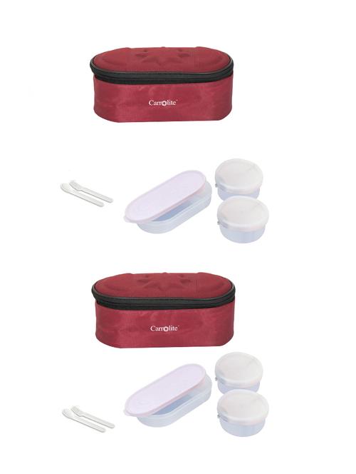 combo browny maroon plastic white dabbi lunchbox - 15861757 - Very Small Image - 1