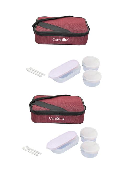 combo metro maroon plastic white dabbi lunchbox - 15861759 - Very Small Image - 1