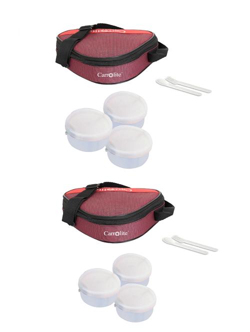 combo triangle maroon plastic white dabbi lunchbox - 15861767 - Very Small Image - 1