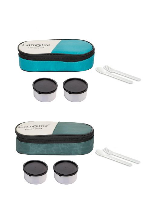 combo 2 in 1 green + 2 in mehndi plastic black dabbi luncbox - 15861769 - Very Small Image - 1