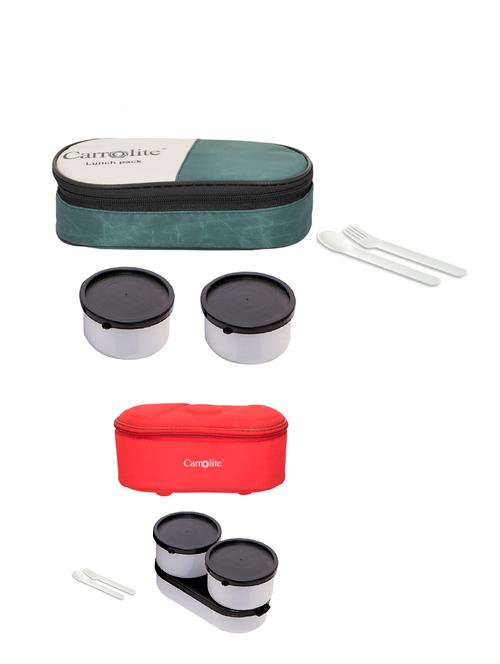 combo 2 in 1 mehndi + browny red plastic black dabbi lunchbox - 15861789 - Very Small Image - 1