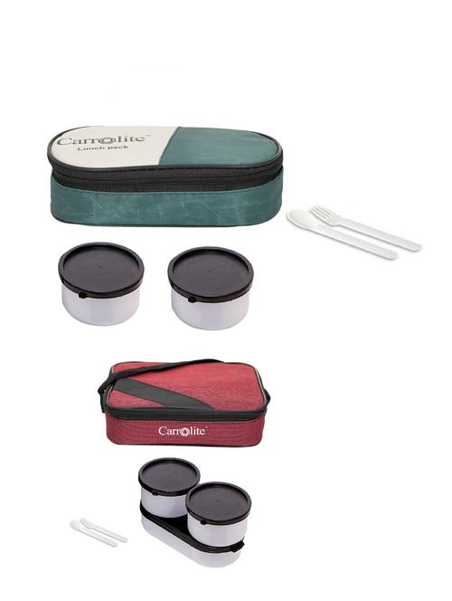 combo 2 in 1 mehndi + metro maroon plastic black dabbi lunchbox - 15861790 - Very Small Image - 1