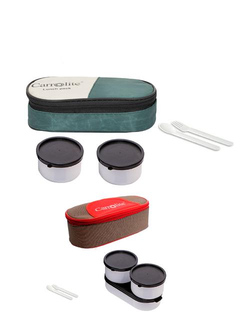 combo 2 in 1 mehndi + solace red-brown plastic black dabbi lunchbox - 15861796 - Very Small Image - 1