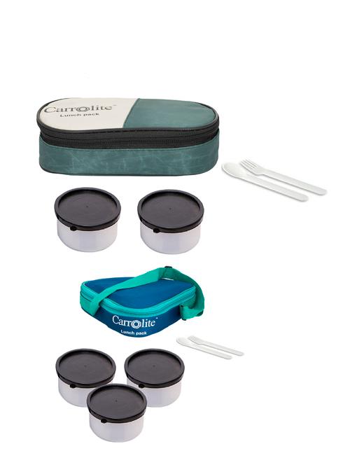 combo 2 in 1 mehndi + triangle blue plastic black dabbi lunchbox - 15861797 - Very Small Image - 1