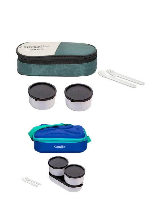 combo 2 in 1 mehndi +andy blue plastic black dabbi lunchbox - 15861799 - Very Small Image - 1