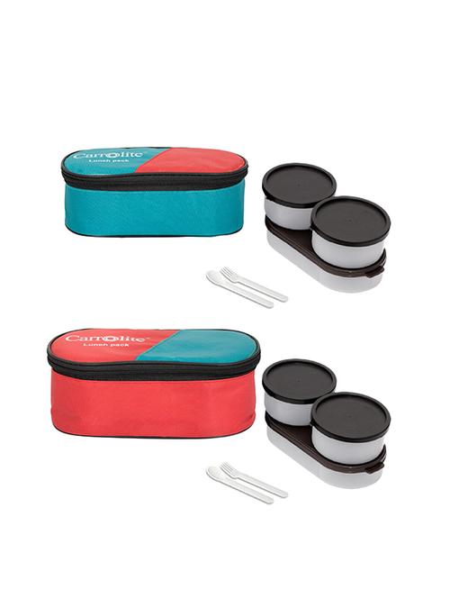 combo 3 in 1 green + 3 in 1 red black dabbi lunchbox plastic - 15861815 - Very Small Image - 1