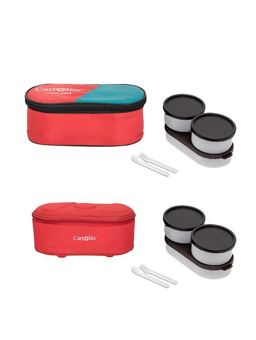 combo 3 in 1 red + browny red black dabbi lunchbox plastic - 15861831 - Very Small Image - 1