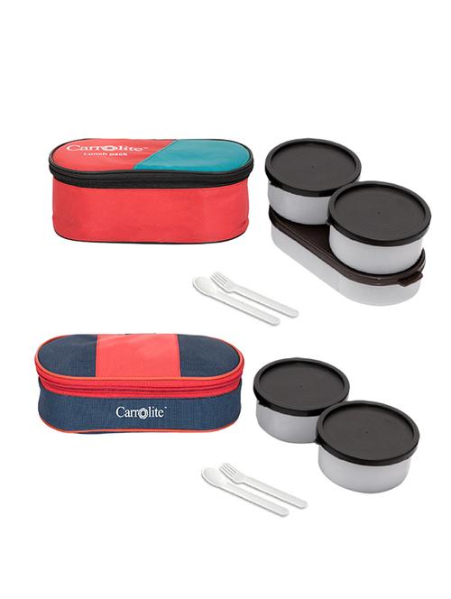 combo 3 in 1 red + royal red-blue black dabbi lunchbox plastic - 15861836 - Very Small Image - 1