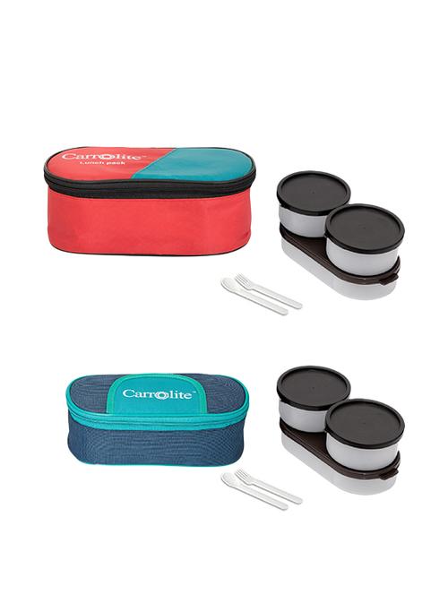 combo 3 in 1 red + solace blue-green black dabbi lunchbox plastic - 15861837 - Very Small Image - 1