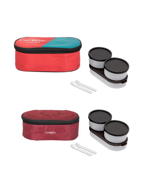combo 3 in 1 red +browny maroon black dabbi lunchbox plastic - 15861841 - Very Small Image - 1