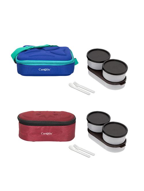 combo andy blue + browny maroon black colour lunchbox plastic - 15861843 - Very Small Image - 1
