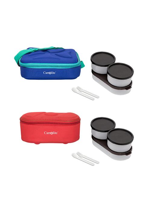 combo andy blue + browny red black colour lunchbox plastic - 15861844 - Very Small Image - 1