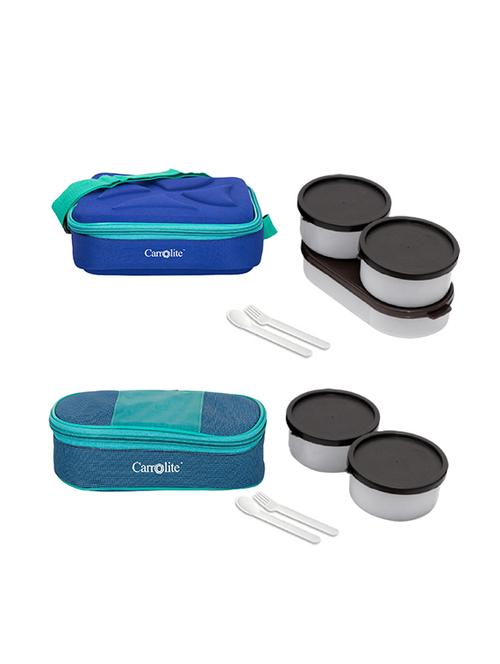 combo andy blue + royal blue -green black colour lunchbox plastic - 15861846 - Very Small Image - 1