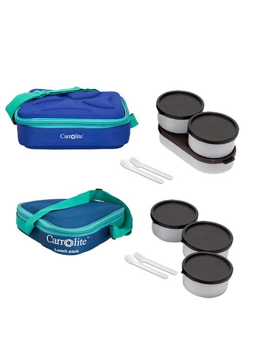 combo andy blue + triangle blue black colour lunchbox plastic - 15861849 - Very Small Image - 1