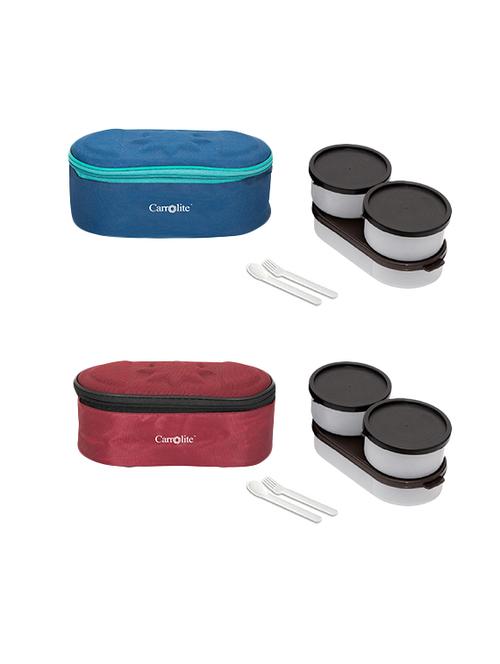combo browny blue + browny maroon black dabbi lunchbox plastic - 15861854 - Very Small Image - 1