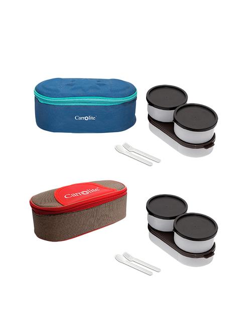 combo browny blue + solace red-brown black dabbi lunchbox plastic - 15861859 - Very Small Image - 1