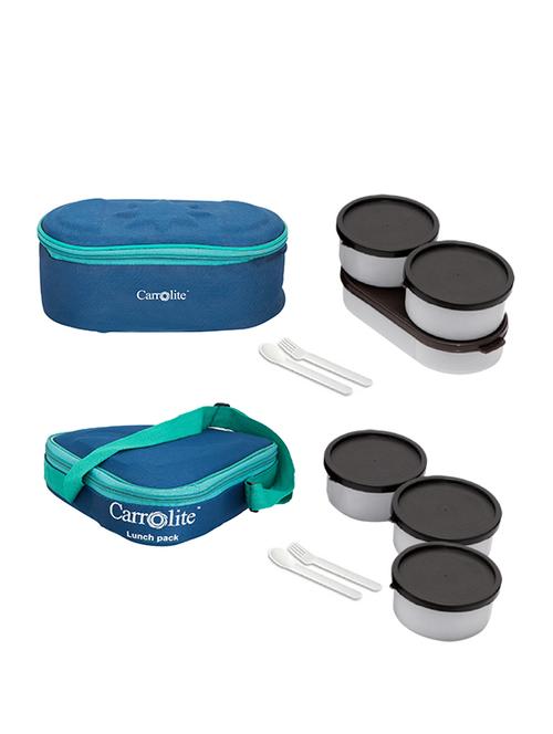 combo browny blue + triangle blue black dabbi lunchbox plastic - 15861860 - Very Small Image - 1