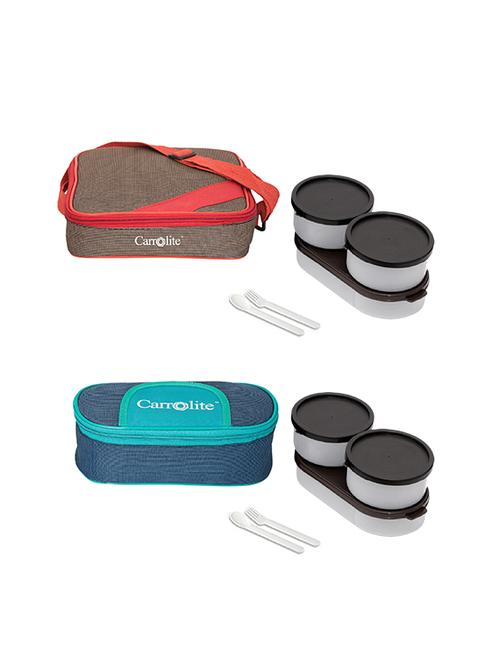combo metro red-brown + solace blue-green black dabbi lunchbox plastic - 15861883 - Very Small Image - 1