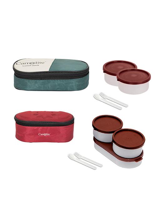 combo 2 in 1 mehndi + browny maroon brown dabbi plastic lunchbox - 15861895 - Very Small Image - 1