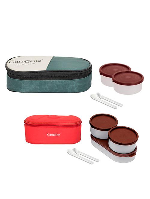 combo 2 in 1 mehndi + browny red brown dabbi plastic lunchbox - 15861896 - Very Small Image - 1