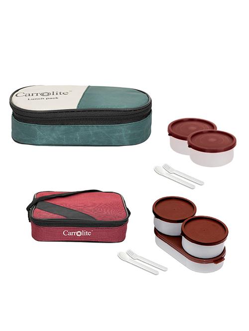 combo 2 in 1 mehndi + metro maroon brown dabbi plastic lunchbox - 15861897 - Very Small Image - 1
