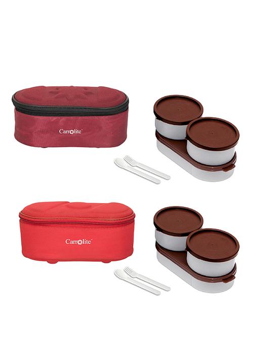 combo browny maroon + browny red brown dabbi plastic lunchbox - 15861917 - Very Small Image - 1